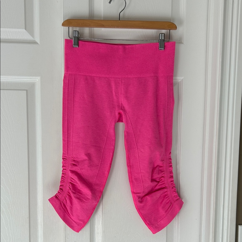 lululemon athletica  Pink Seamless Ruched Capri Leggings